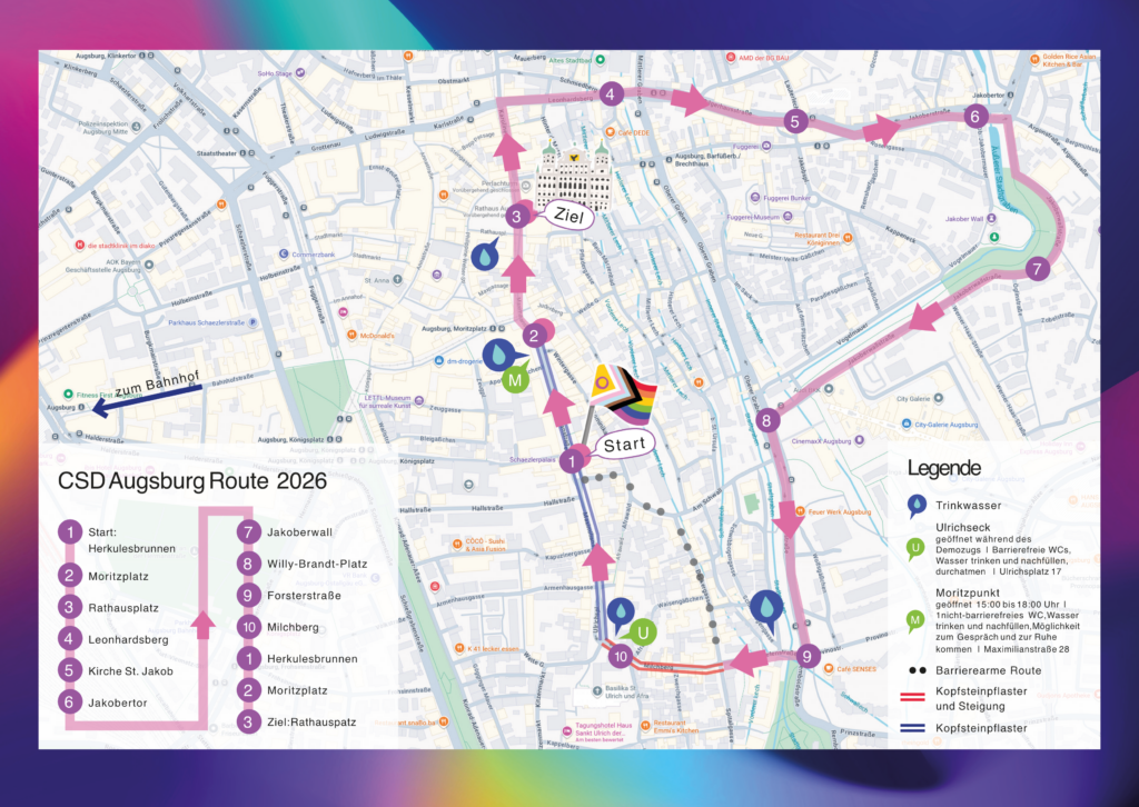 Route der Demonstration durch Augsburg